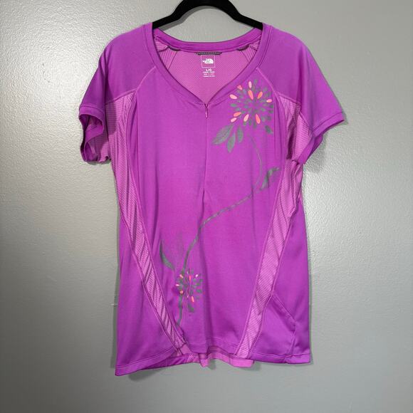 The North Face Women's Purple Activewear Cycling Shirt - Size Large - Pockets - Picture 1 of 8